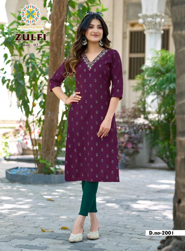 Passion tree zulfi vol 2 straight kurtis wholesale price